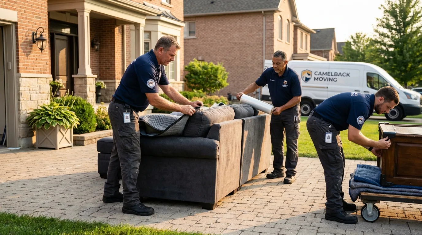 Large estate moving crew wrapping furniture in Moundville, AL