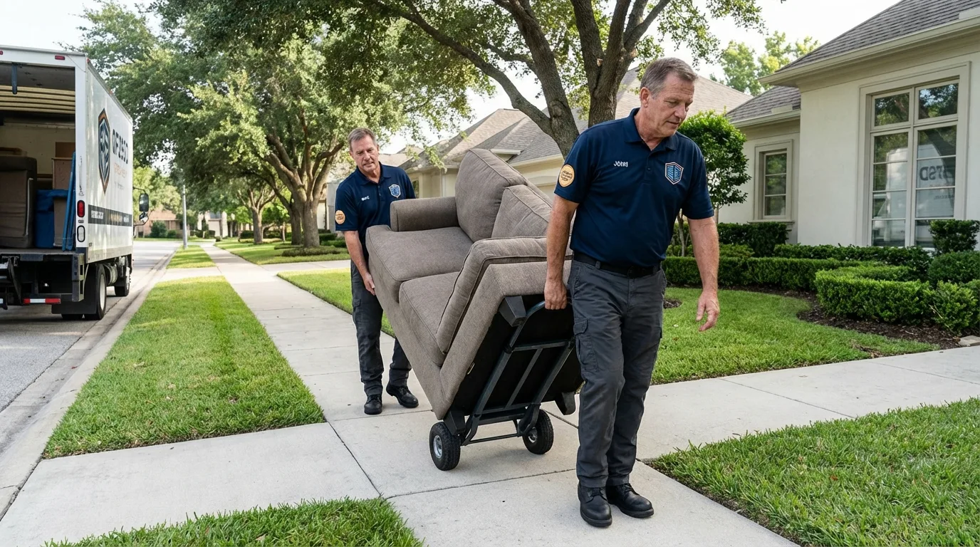 Local residential moving crew loading furniture in Moundville, AL